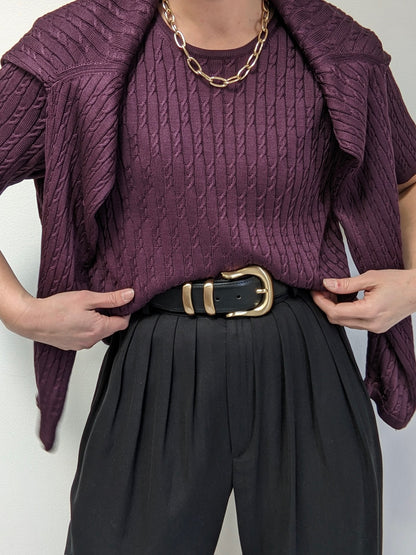 Vintage Plum Silk Cardigan Twin Set