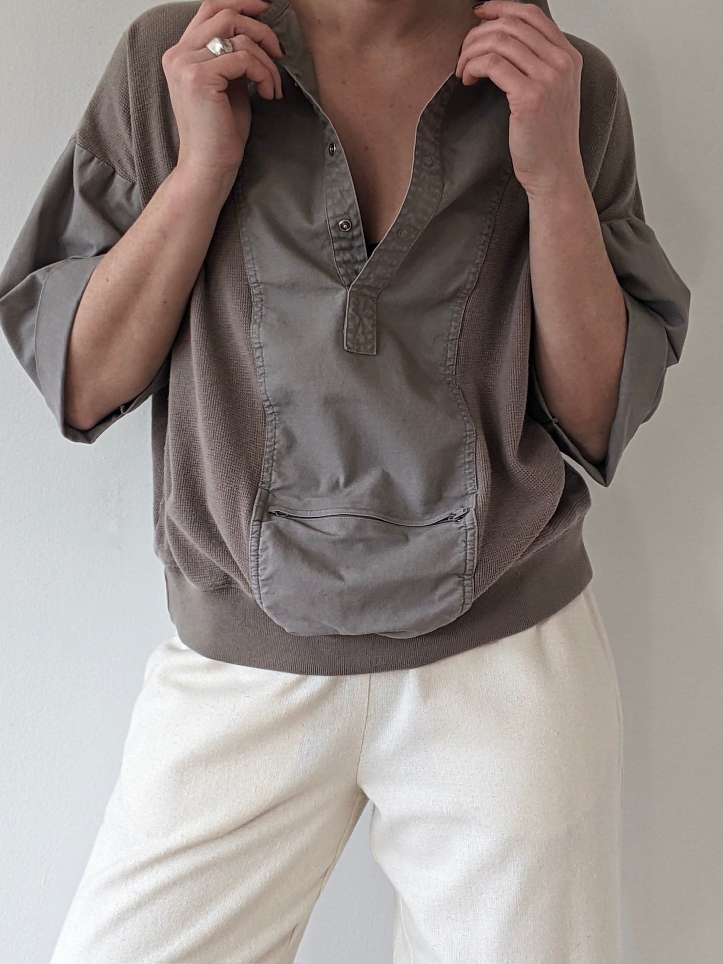 Favorite Vintage Clamshell Waffled Leisure Henley