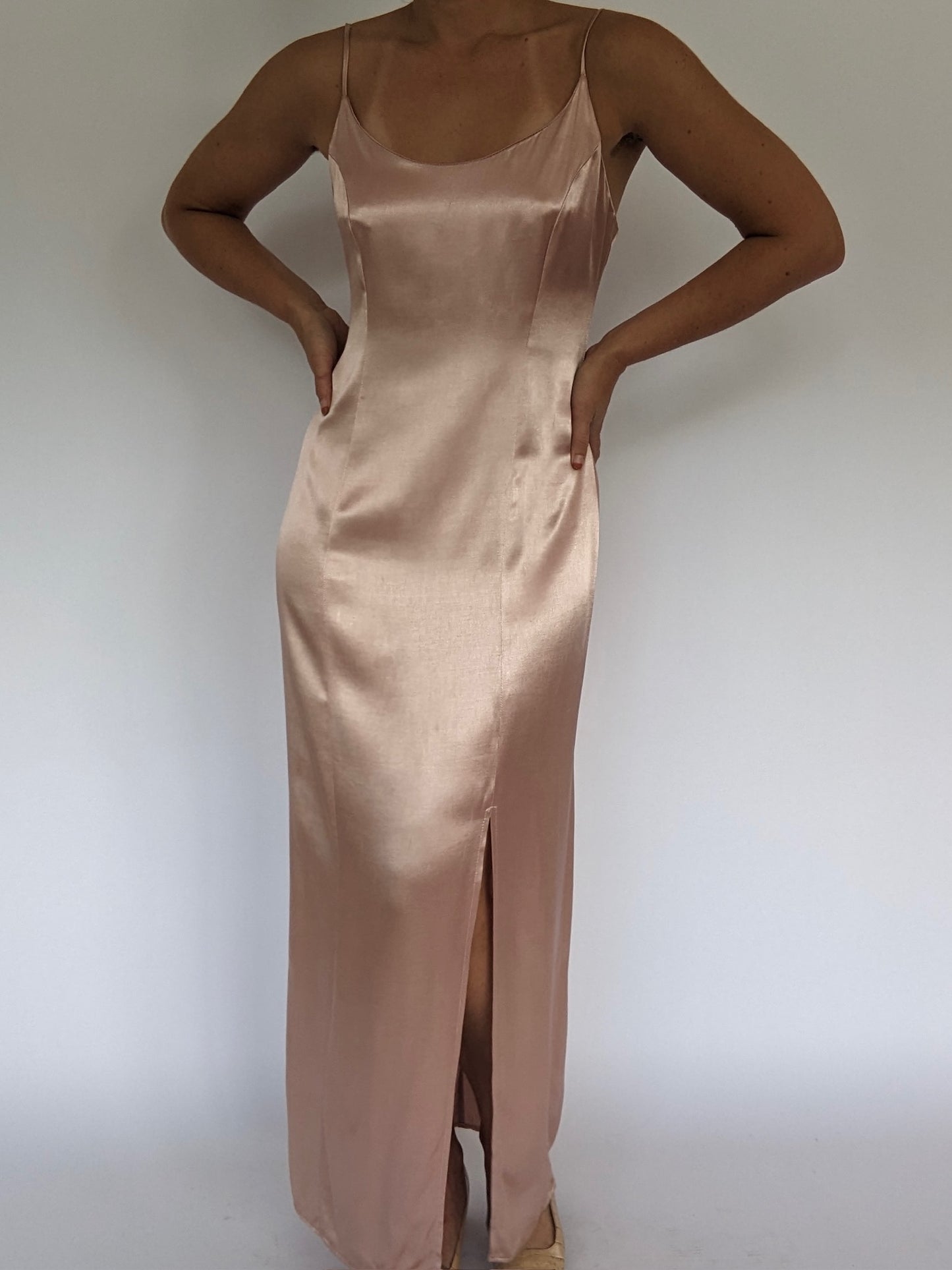 Gorgeous Vintage Blush Satin Slip Dress