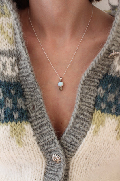 Stunning Vintage Opal & Topaz Sterling Silver Pendant