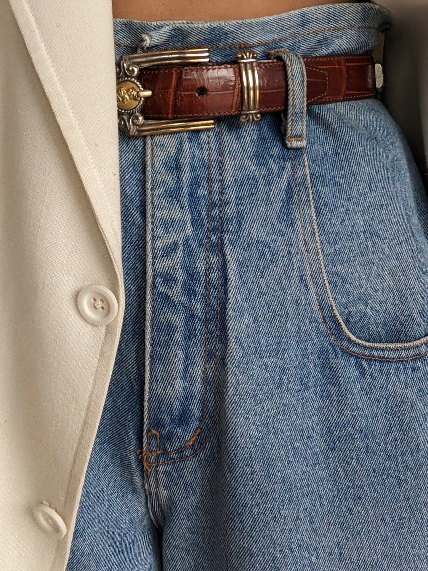 Vintage Embossed Leather & Coin Pendant Belt