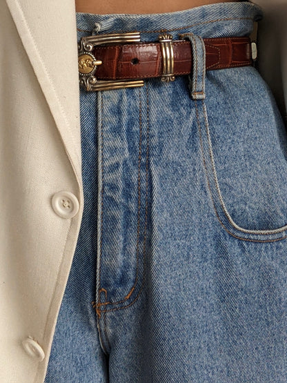 Vintage Embossed Leather & Coin Pendant Belt