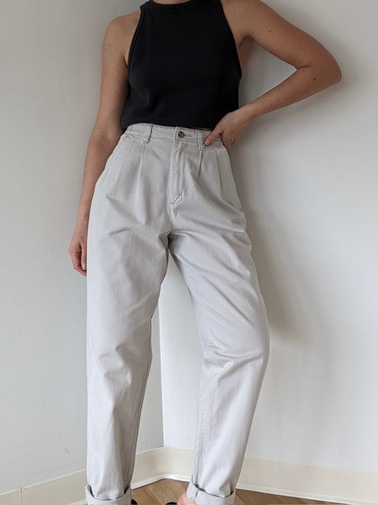 Vintage Pleated Khaki Trousers