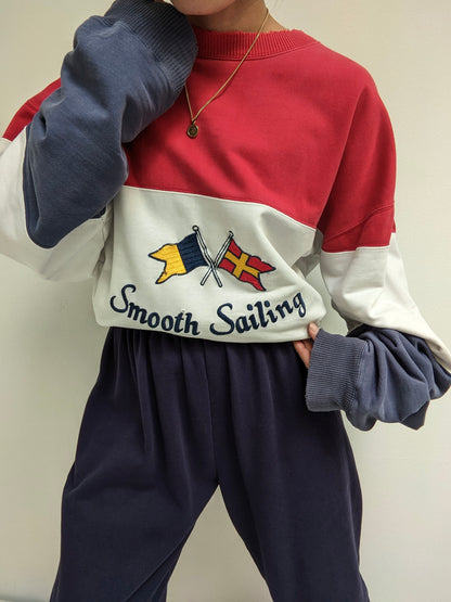 Vintage Embroidered "Smooth Sailing" Sweatshirt