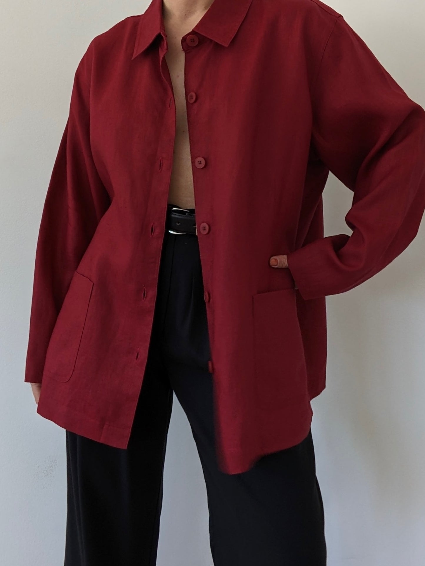 Vintage Wine Linen Chore Jacket