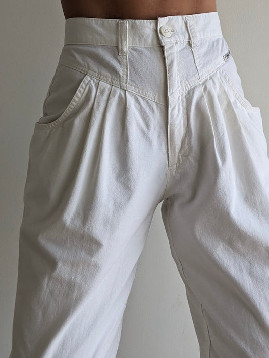 Vintage Cloud Pleated Cotton Trousers