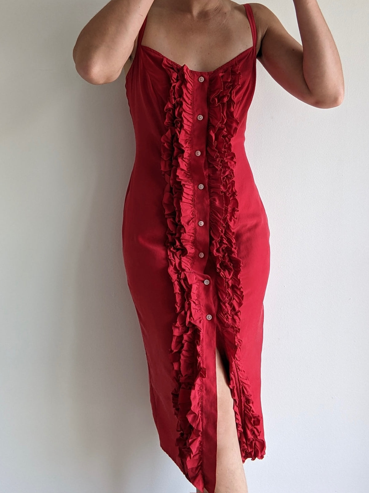 Gorgeous Vintage DKNY Ruffled Silk Dress
