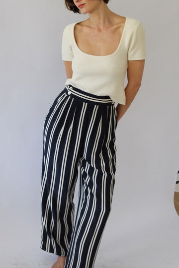 Rare Vintage Striped Silk Wide Leg Pant