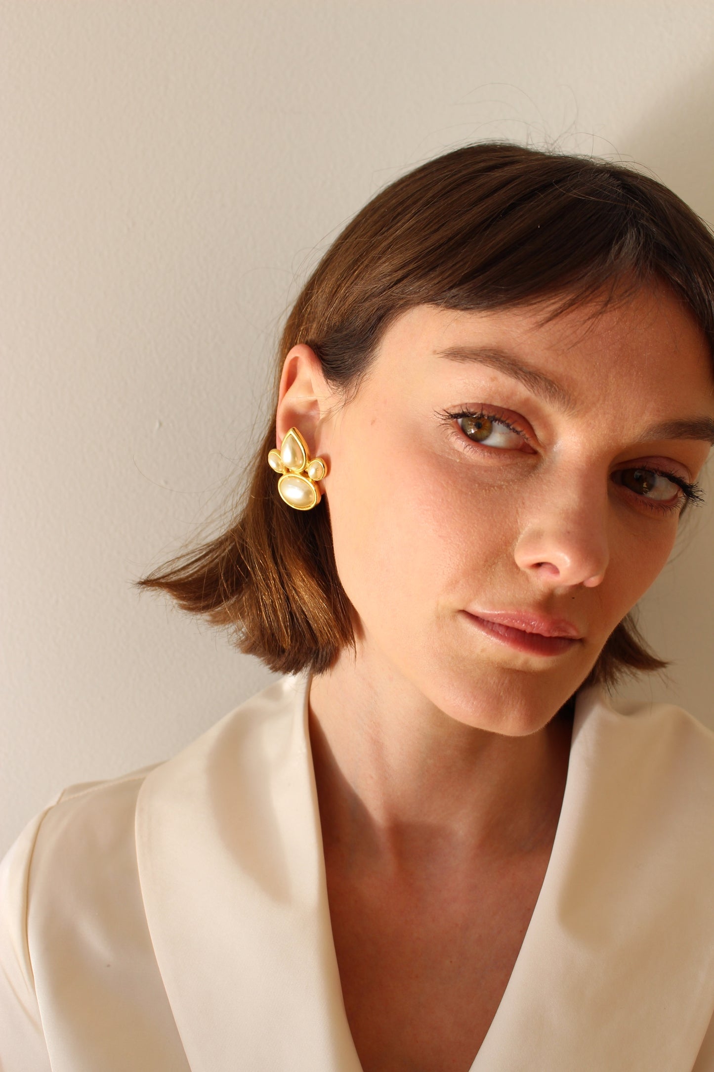 Elegant Vintage Gold & Faux Pearl Earrings