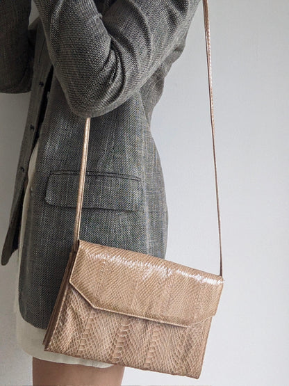 Vintage Latte Snakeskin Envelope Purse