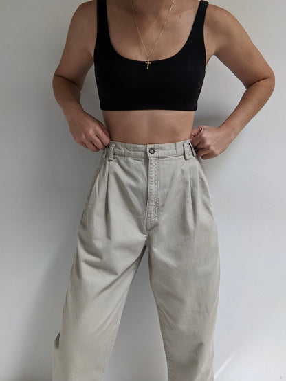 Vintage Pleated Khaki Trousers