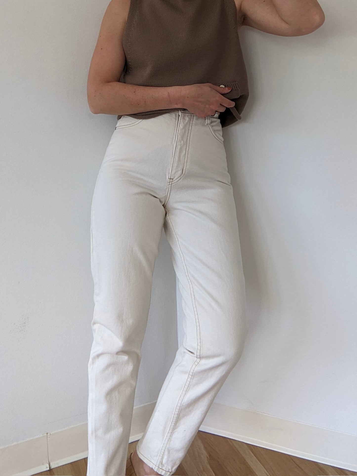 Vintage Bone White High-Rise Denim