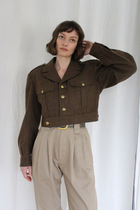 Amazing Vintage French Army Wool Crop Jacket