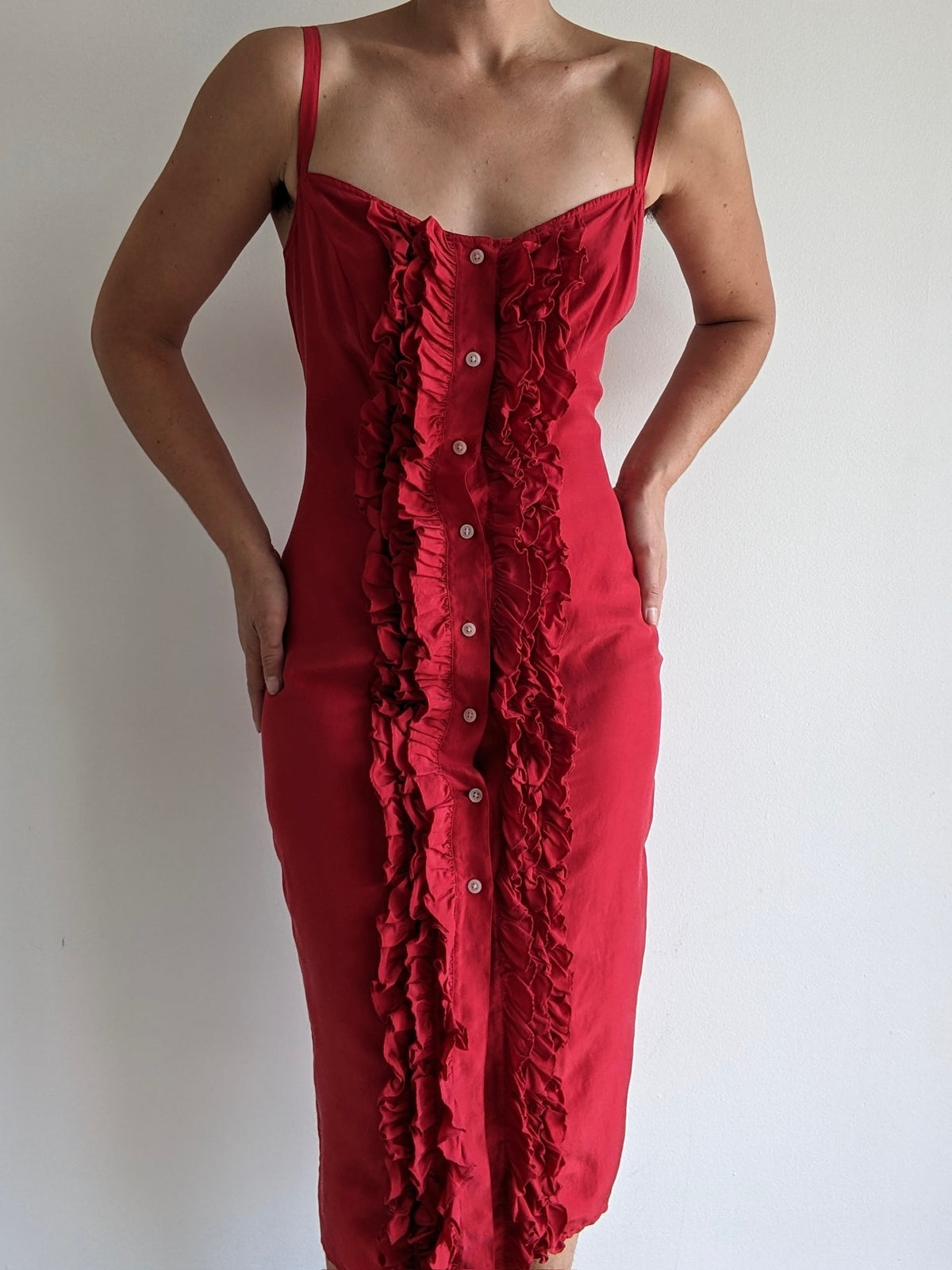 Gorgeous Vintage DKNY Ruffled Silk Dress