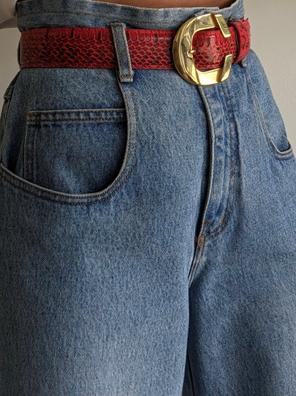Vintage Red Snakeskin Leather Belt