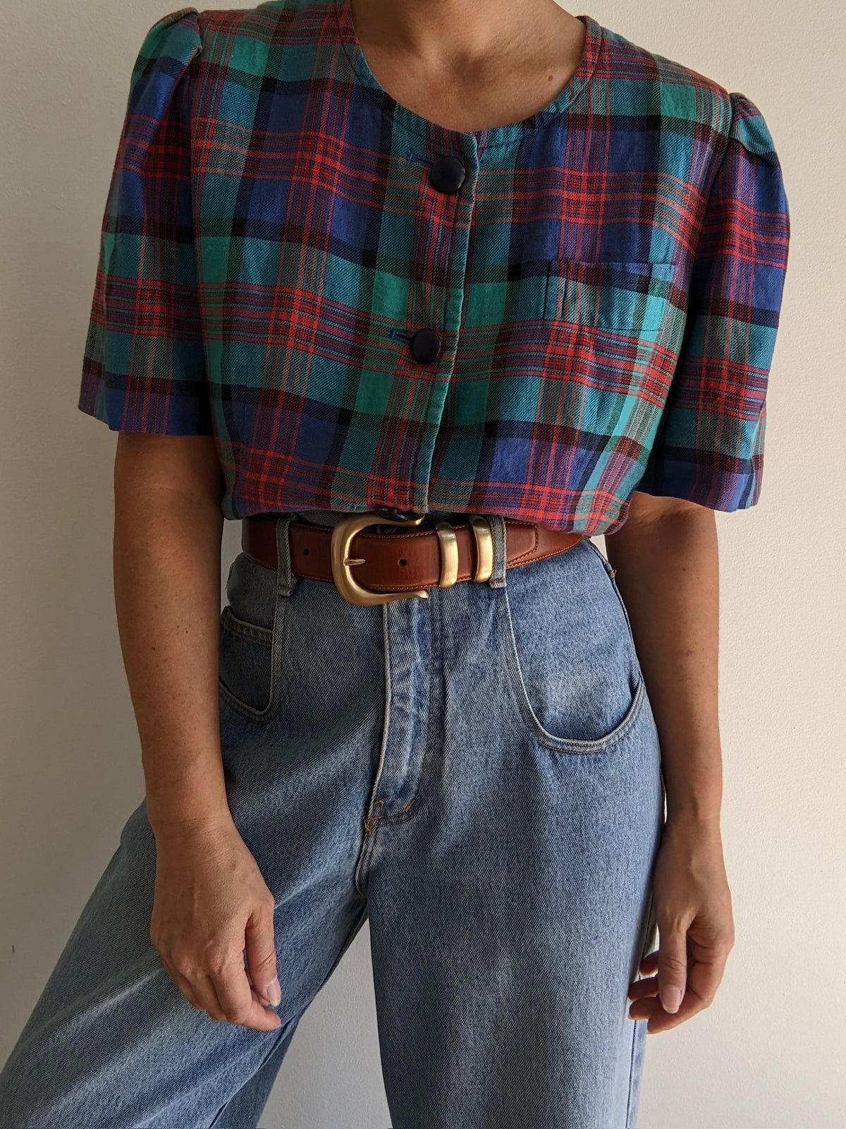 Vintage Givenchy Plaid Blouse