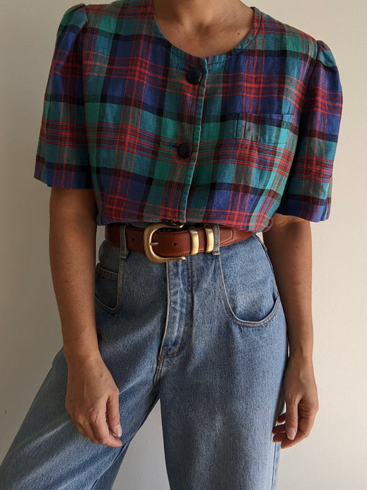 Vintage Givenchy Plaid Blouse