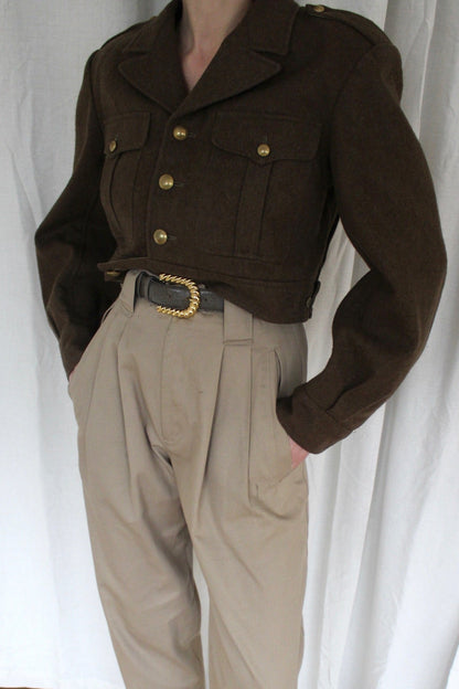 Amazing Vintage French Army Wool Crop Jacket