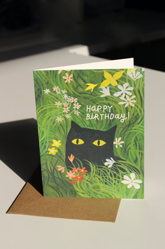 Flower Kitty Birthday Card