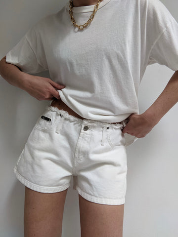 90s Low Rise White Denim Shorts