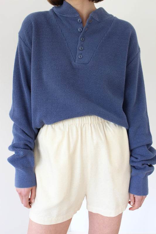 Vintage Dusk Blue Cotton Henley
