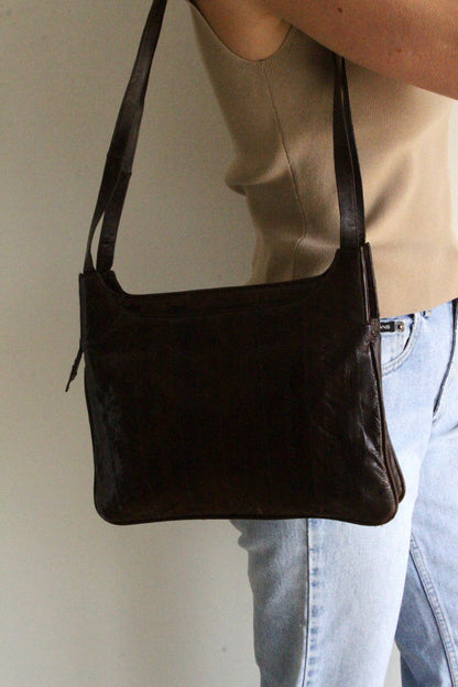 Amazing Vintage Tobacco Eelskin Leather Bag