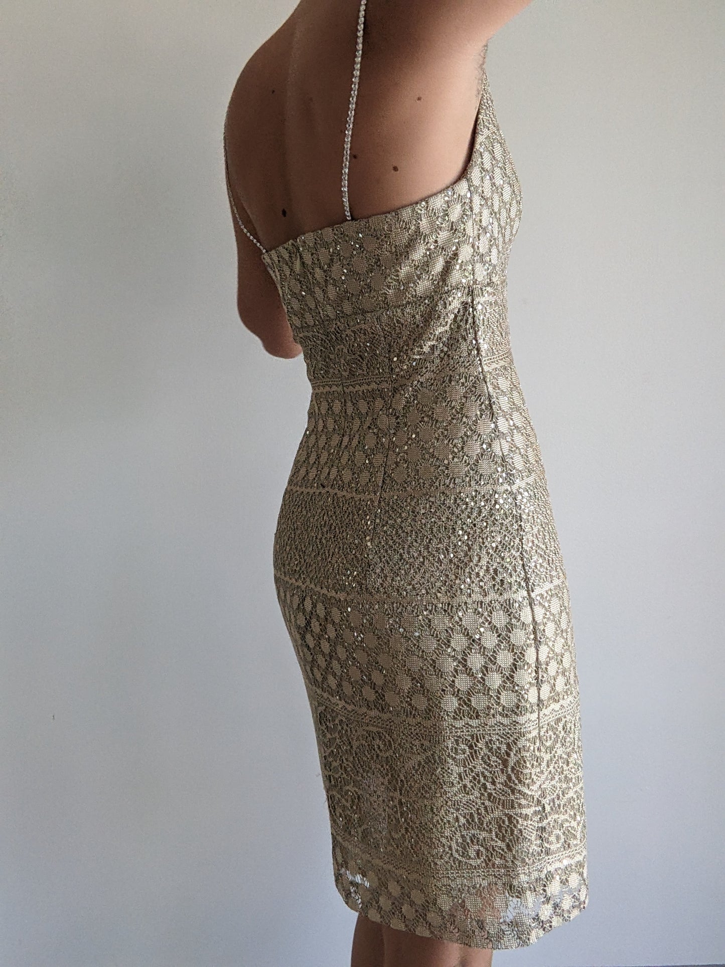 Stunning Vintage Sequined Lace Slip Dress