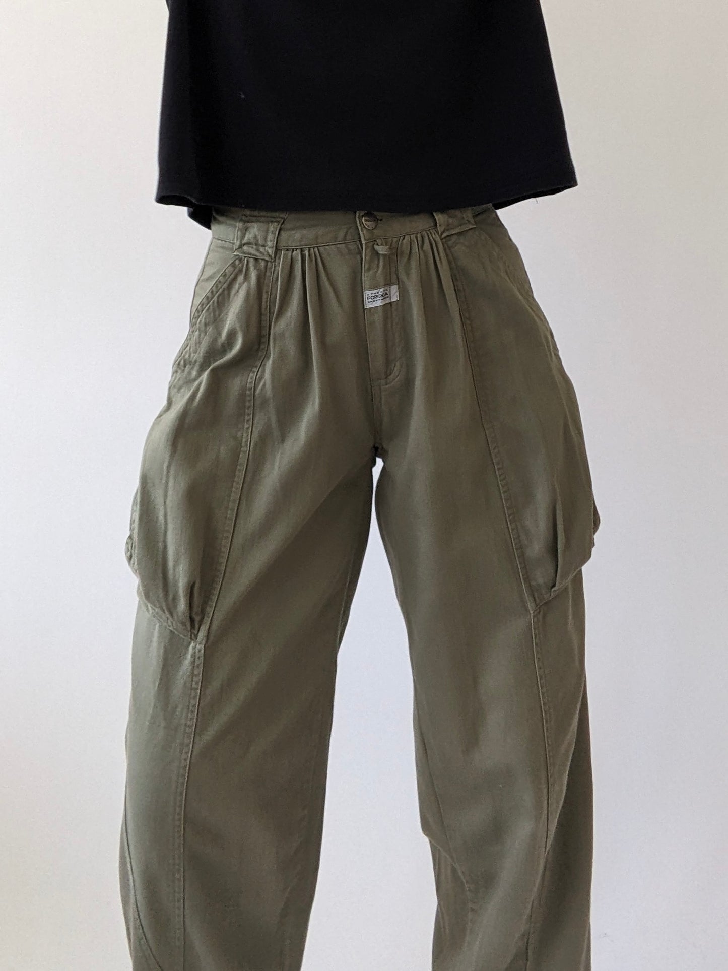 Vintage Moss Pleated Pocket Pants
