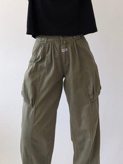 Vintage Moss Pleated Pocket Pants