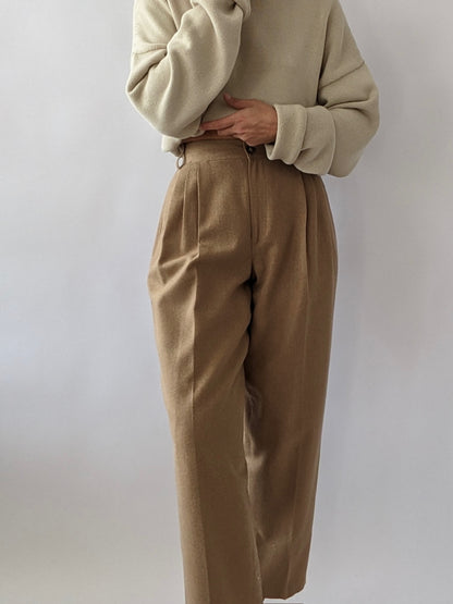 Gorgeous Vintage Pleated Butterscotch Wool Trousers