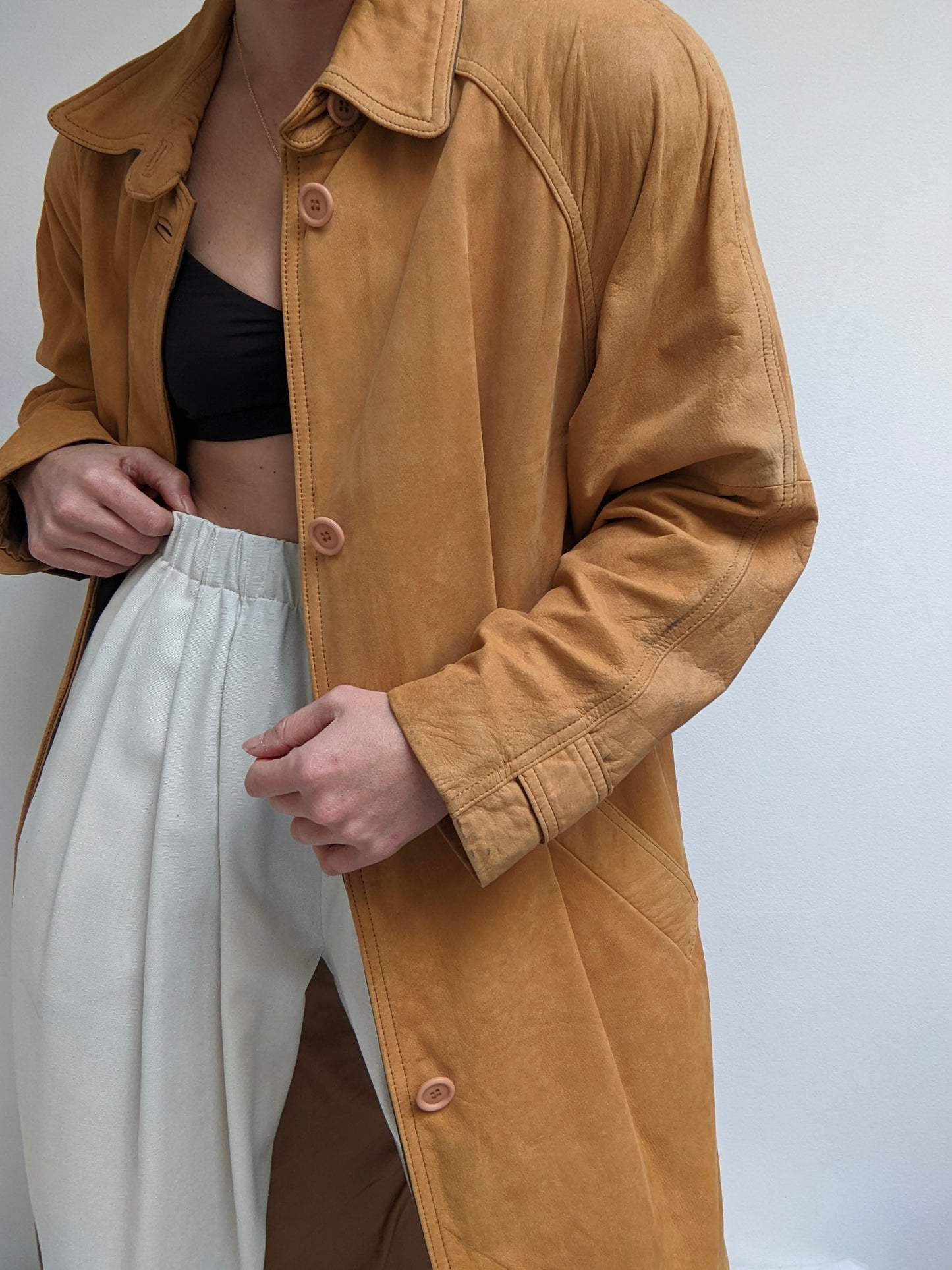 Amazing 90s Camel Suede Long Coat