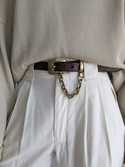 Vintage DKNY Embossed Leather & Hanging Chain Belt