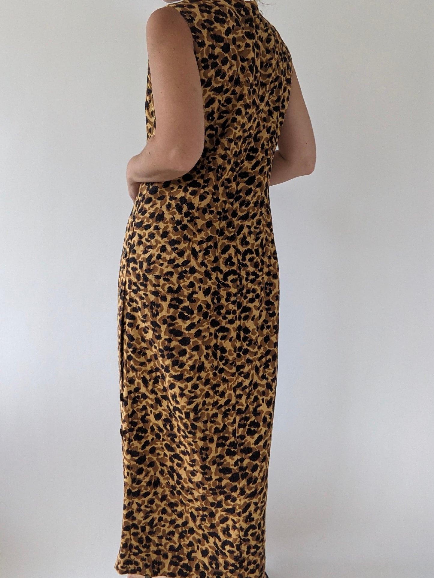Vintage Bold Print Linen Market Dress