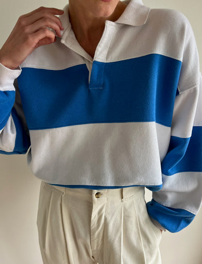 Vintage Blue & White Striped Henley