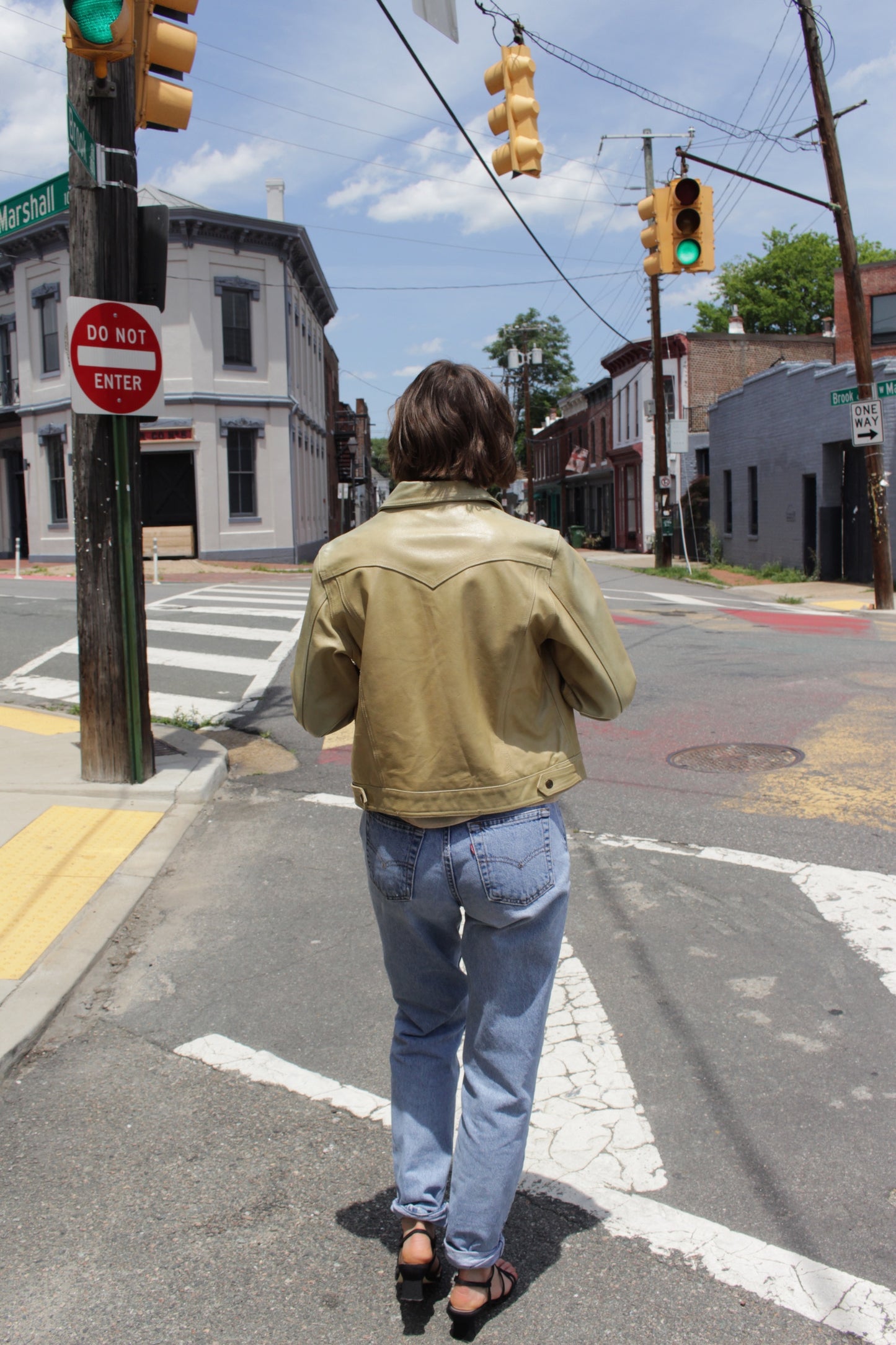 Amazing Vintage Cropped Leather Trucker Jacket