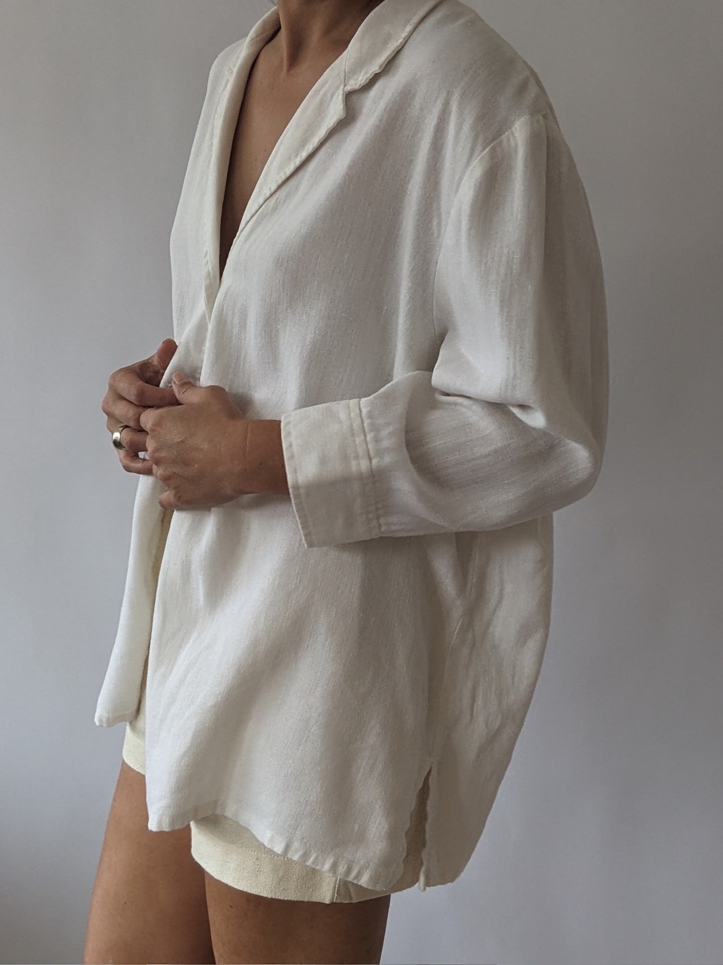 Vintage Ivory Linen Overshirt