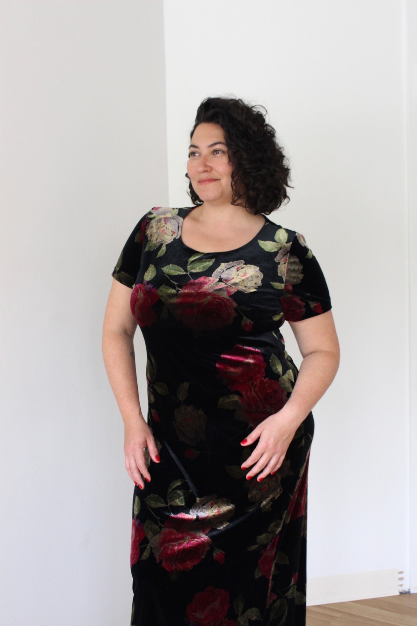 90s Floral Velvet Dress