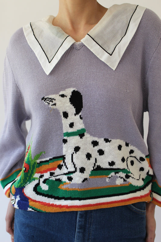 Favorite Vintage Dalmation Collared Sweater