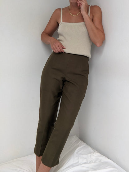Vintage Olive Brushed Silk Pants