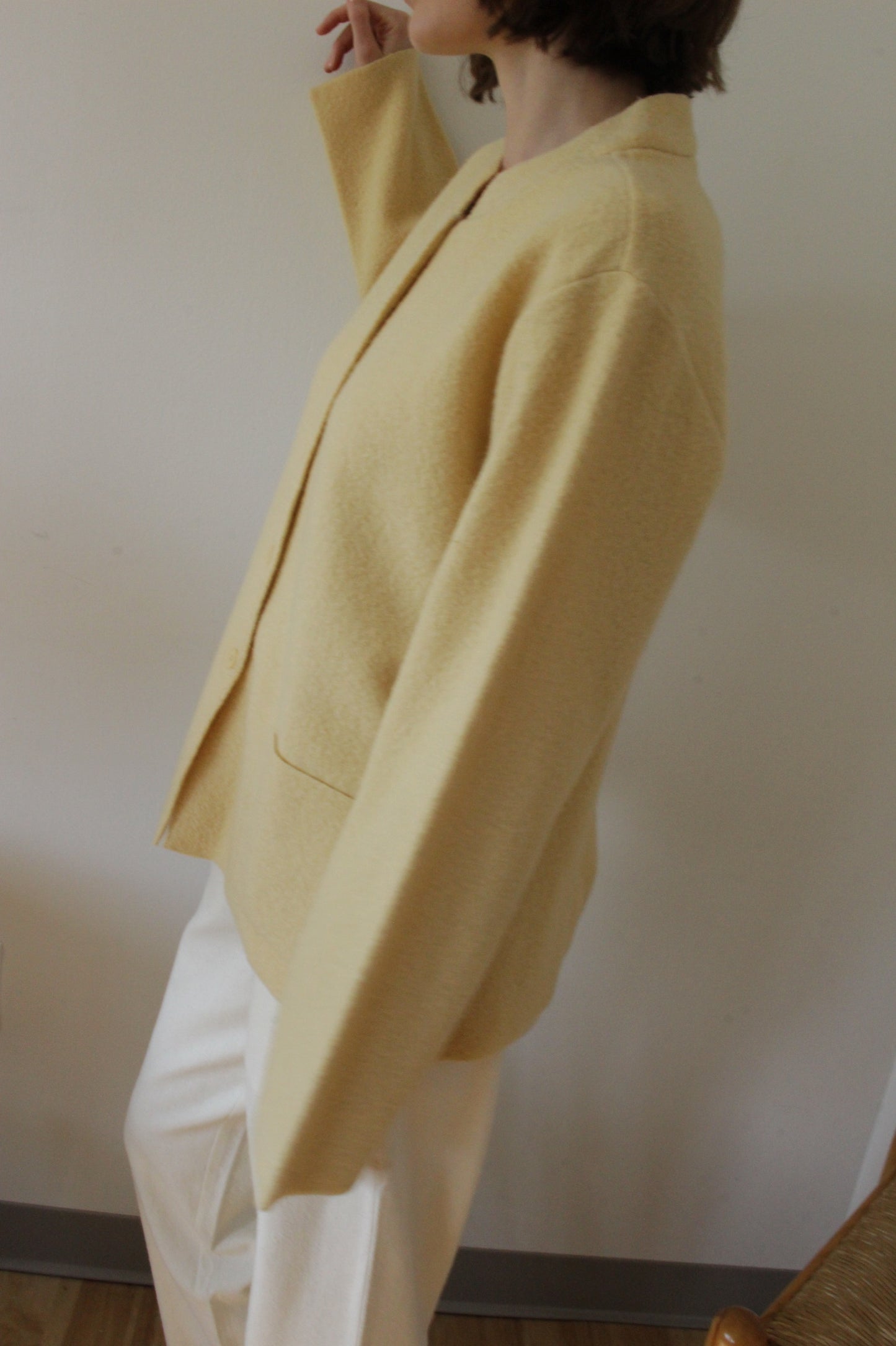 Vintage Buttercream Wool Pocket Cardigan