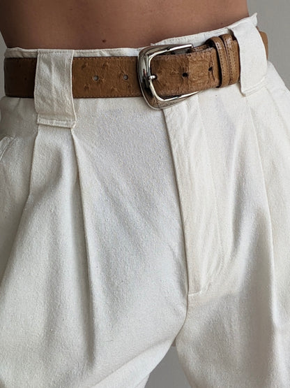 Vintage Ostrich-Embossed Leather Belt