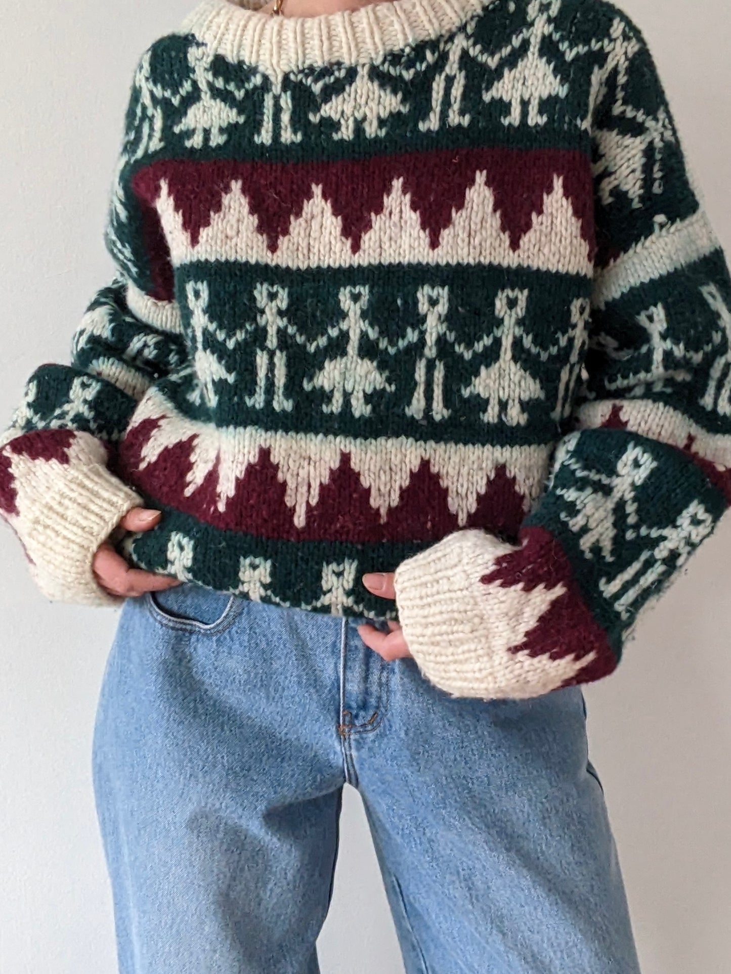 Vintage Hand Made Cowichan Wool Sweater