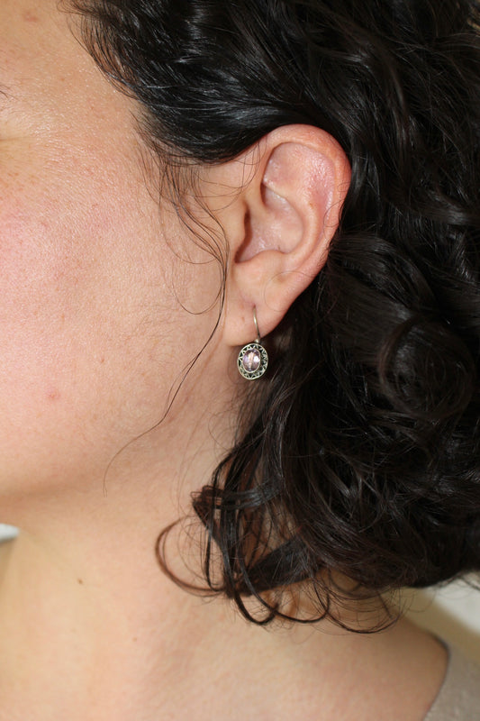 Lovely Vintage Amethyst & Sterling Silver Drop Earrings