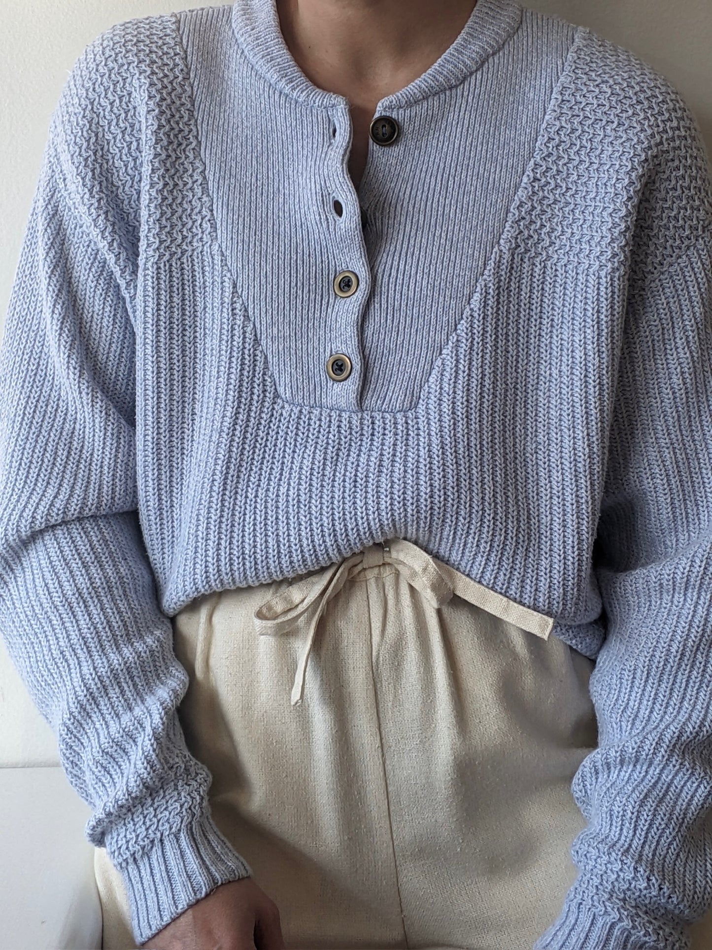 Favorite Vintage Sky Cotton Henley