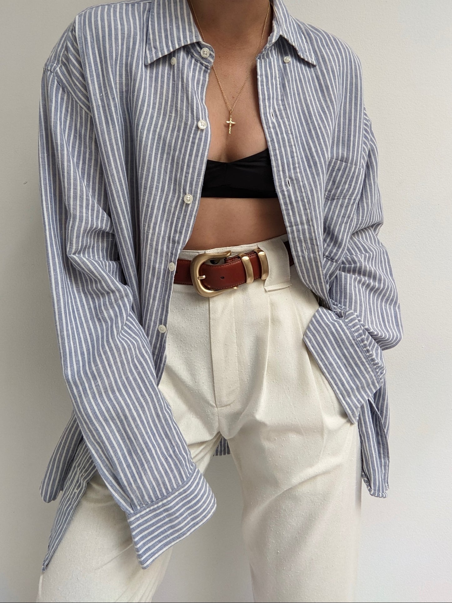 Vintage Ocean Striped Linen Shirt