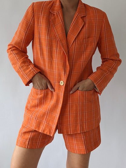 Rare Vintage Citrus Linen Shorts Suit