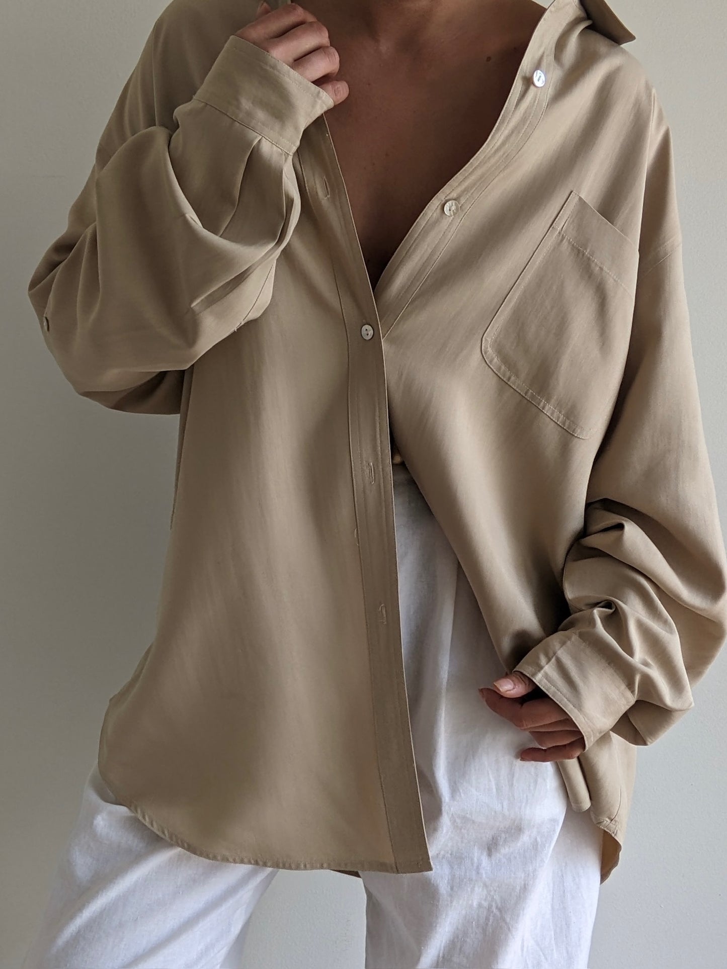 Vintage Sand Silk Blouse