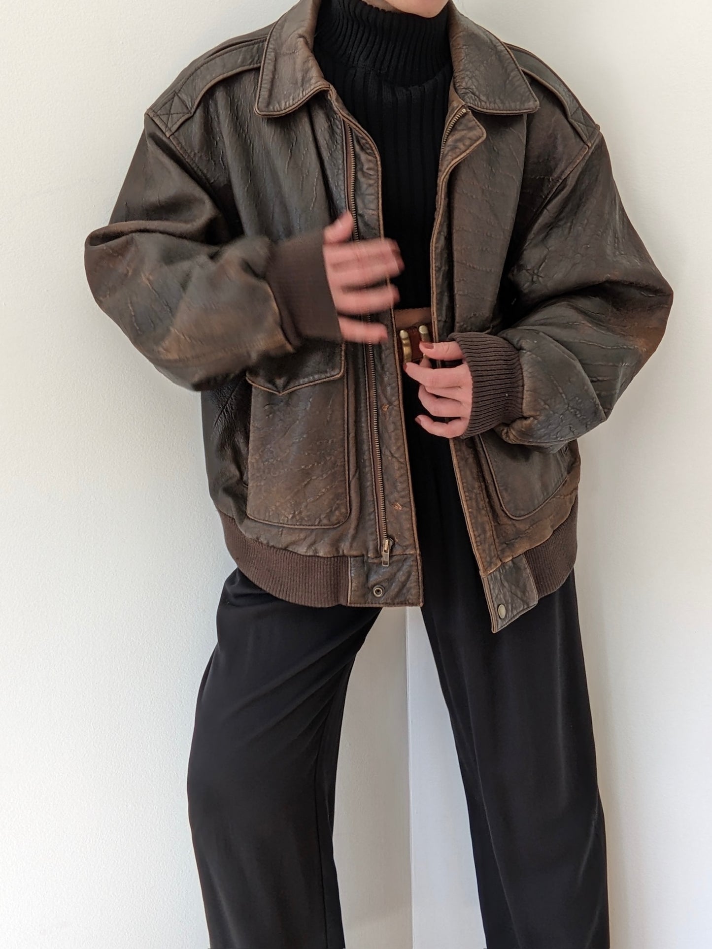 Incredible Vintage Tobacco Leather Bomber