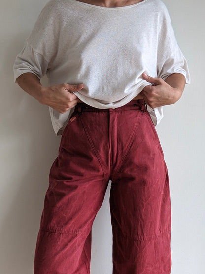 Vintage Brick Red Wide Curve Pants