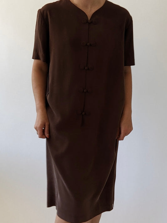 Vintage Cocoa Silk Dress